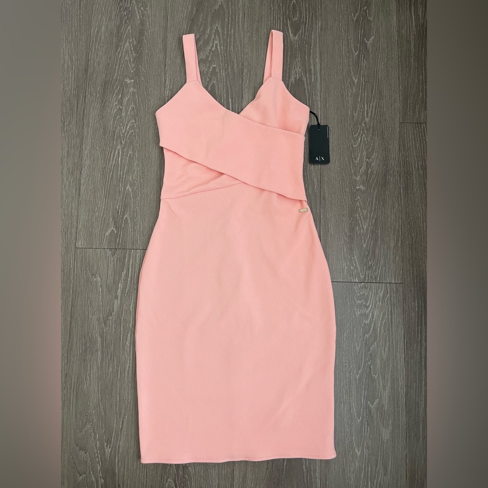 Armani Exchange cross-over detail fitted dress